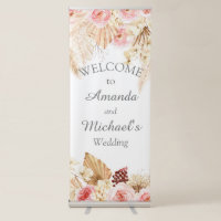 Boho Floral Pampas Grass Wedding Welcome Sign