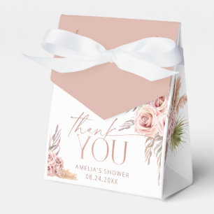 Boho Floral Pampas Rose Gold Thank You Favor Box