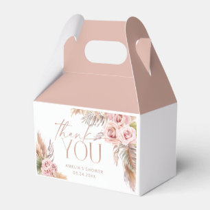 Boho Floral Pampas Rose Gold Thank You Favor Boxes