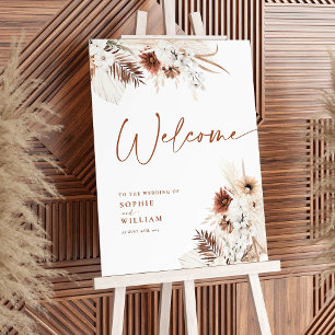 Boho Floral Pampas Wedding Welcome Sign