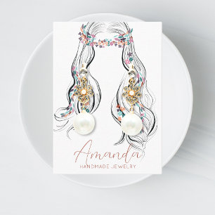 Boho Floral Pastel Wavy Hair Earrings Display Card