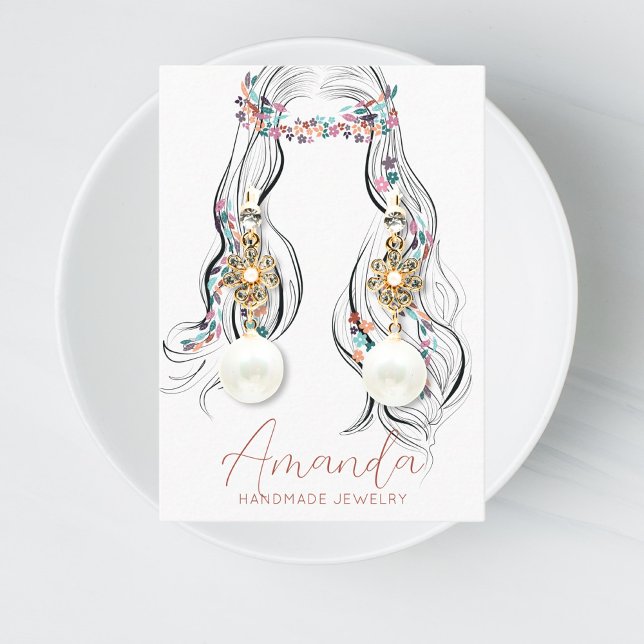 Boho Floral Pastel Wavy Hair Earrings Display Card (Creator Uploaded)