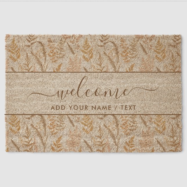 Boho Floral Pattern Custom Coir Fiber Doormat (Front)