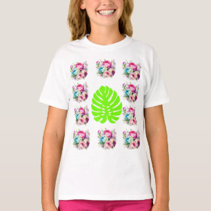 Boho Floral Pattern with Green Leaf T-Shirt