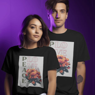 Boho Floral Peace Love - Retro 70s Flower Harmony T-Shirt