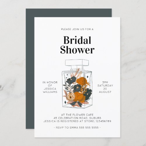 Boho Floral Perfume Brunch Bridal Shower Invitation