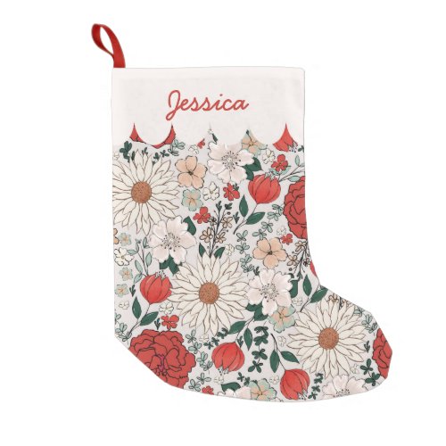 Boho Floral Personalized Christmas Small Christmas Stocking