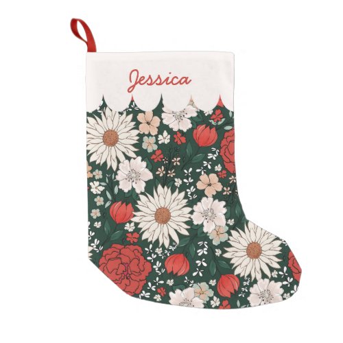 Boho Floral Personalized Christmas Small Christmas Stocking