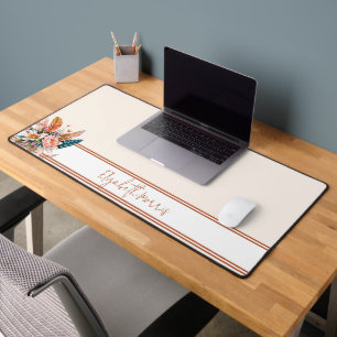 Boho floral personalized desk mat