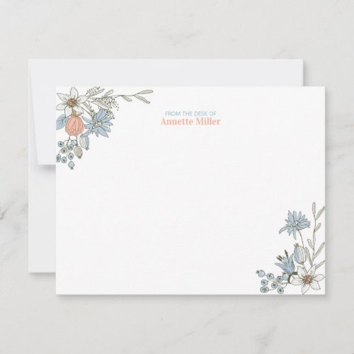 Boho Floral Personalized Stationery Note Card