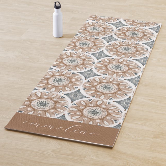 Boho Floral Personalized  Yoga Mat (In Situ)