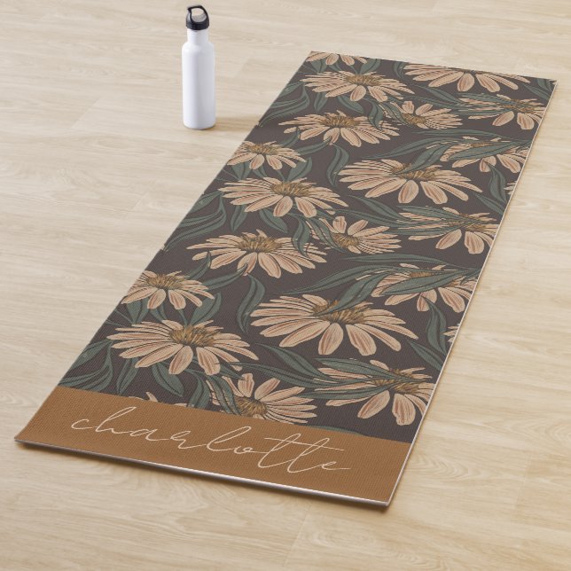 Boho Floral Personalized  Yoga Mat (In Situ)