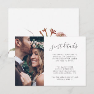 Boho Floral Photo Wedding Guest Details Enclosure Card