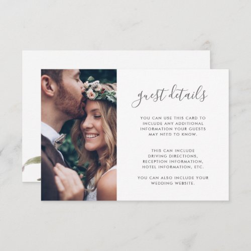 Boho Floral Photo Wedding Guest Details Enclosure Card