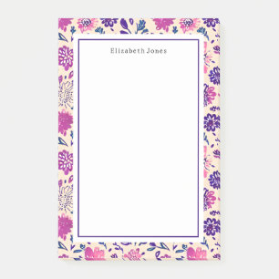 Boho Floral Pink and Purple Pattern Ombre Post-it Notes