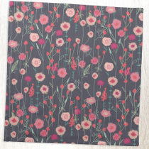 Boho Floral Pink Black Cloth Napkin