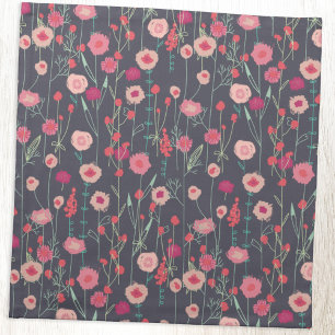 Boho Floral Pink Black Cloth Napkin