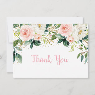 Boho Floral Pink Gold Birthday Thank You