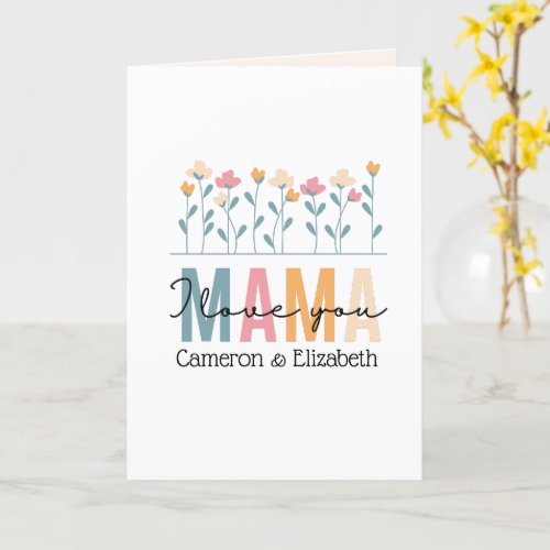 Boho floral pink mothers day card