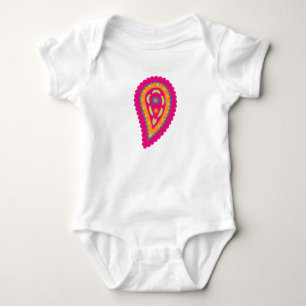 Boho Floral Pink Motif Baby Bodysuit