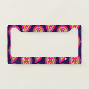 Boho Floral Pink Motif License Plate Frame