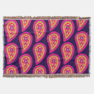 Boho Floral Pink Motif Throw Blanket