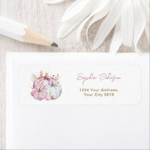 Boho Floral Pink Pumpkins Baby Shower Address Label