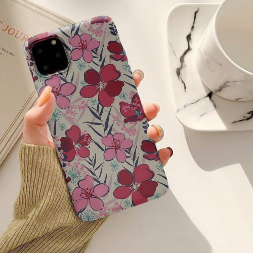 Boho Floral Pink  Red Pattern  iPhone 13 Case