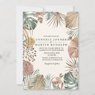 Boho Floral Plant Wedding Invitation