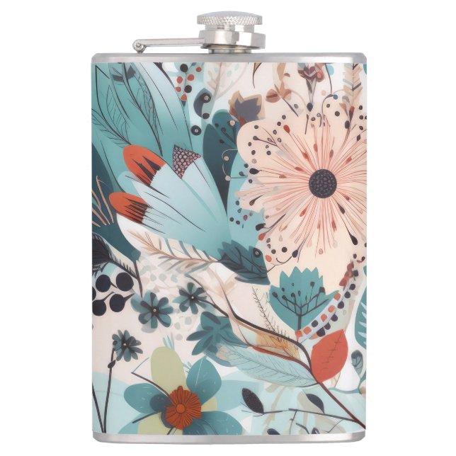 Boho Floral Print   Flask (Front)