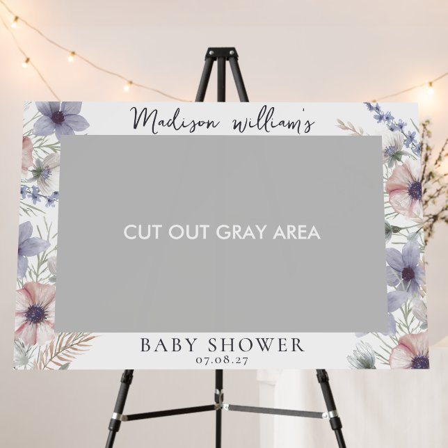 Boho Floral Prop Baby Shower Selfie Photo Frame Foam Board (In Situ (Stand))