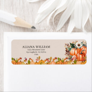 Boho Floral Pumpkin Baby Shower Return Address Label
