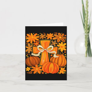 Boho Floral Pumpkin Cross Fall Jesus Christian Fai Card