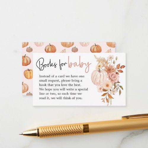 Boho Floral Pumpkin Fall Baby Shower Book Request Enclosure Card
