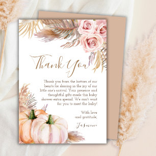 Boho Floral Pumpkin Fall Baby Shower Thank You