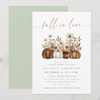 Boho Floral Pumpkin Fall Bridal Shower Invitation