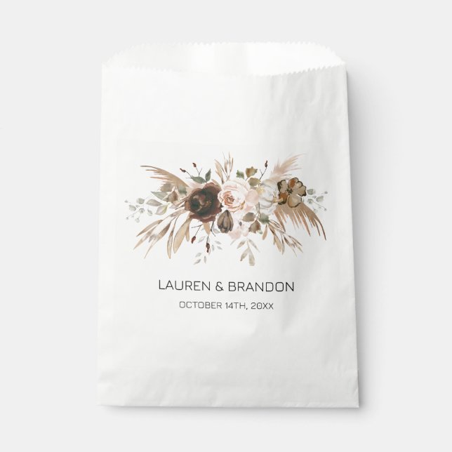 Boho Floral Pumpkin Fall in Love Favor Bag (Front)