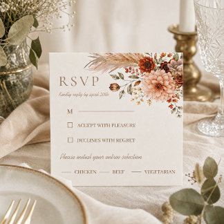 Boho Floral Pumpkin Fall in Love RSVP Card