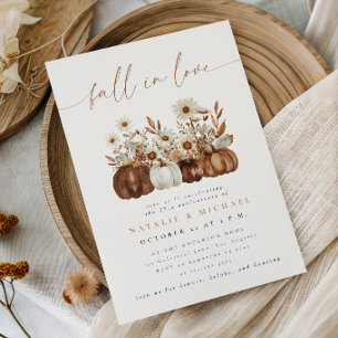 Boho Floral Pumpkin Fall Wedding Anniversary Invitation