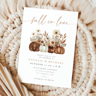 Boho Floral Pumpkin Fall Wedding Invitation