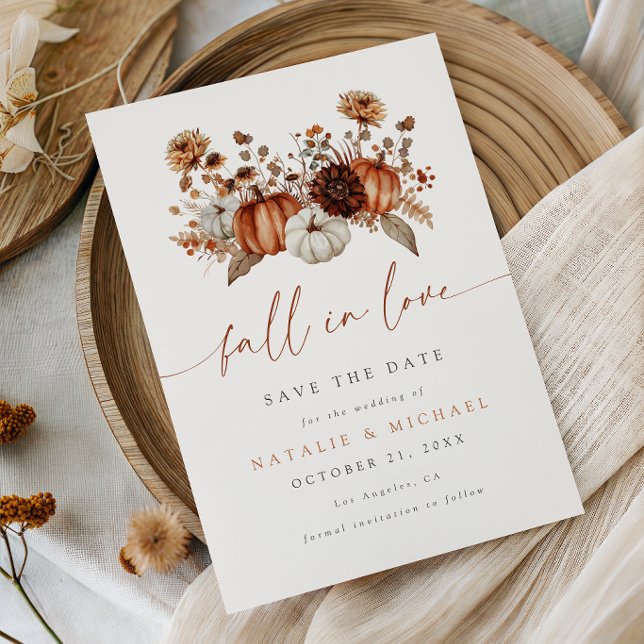 Boho Floral Pumpkin Fall Wedding Save The Date (Creator Uploaded)