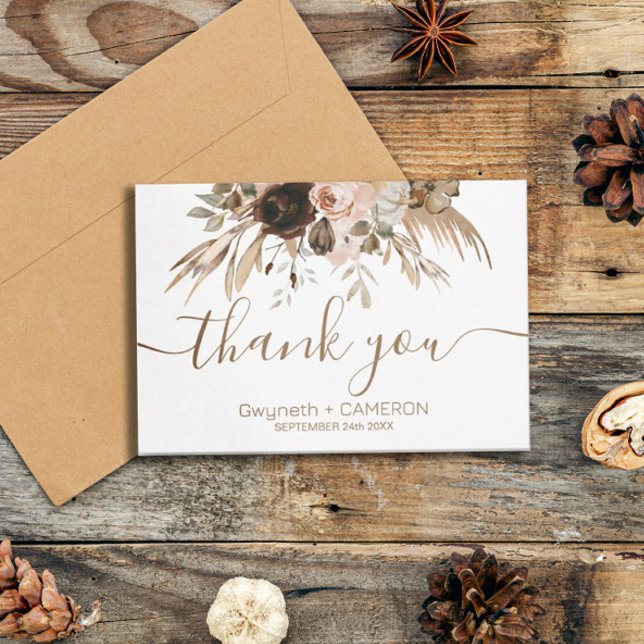 Boho Floral Pumpkin Thank you (#zazzlemade #thankyoucard #autumn)