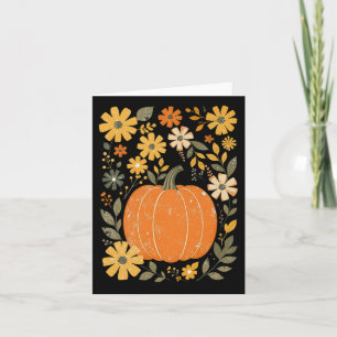 Boho Floral Pumpkin Thanksgiving Autumn Fall Vibes Card