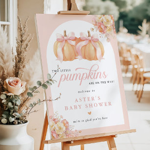 Boho Floral Pumpkin Twin Baby Shower Welcome SIgn