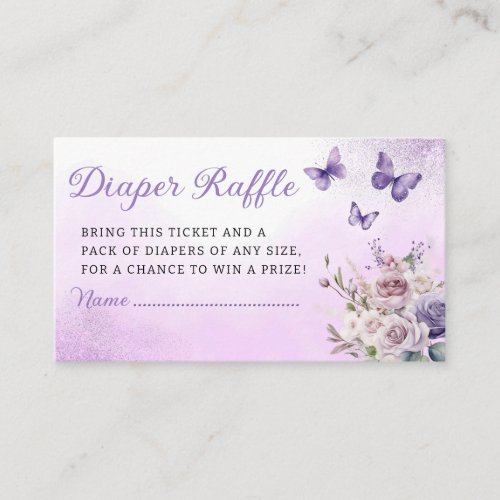 Boho floral Purple butterfly books for baby ticket Enclosure Card