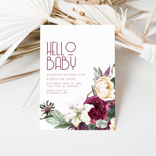 Boho Floral Purple & Cream Baby Shower Invitation (Creator Uploaded)