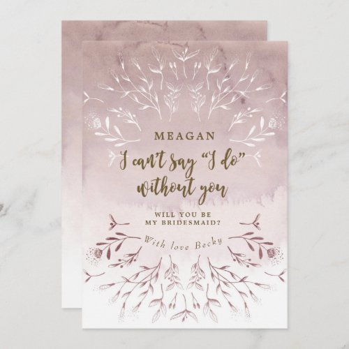 boho floral purple will you be my bridesmaid invitation