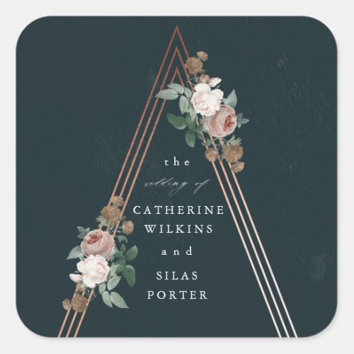 Boho floral pyramid structural wedding  square sticker