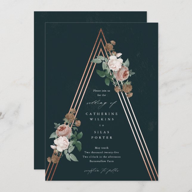 Discover Boho Floral Pyramid Wedding Invitation