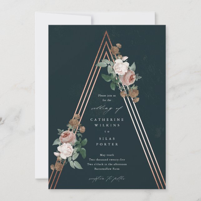 Discover Boho Floral Pyramid Wedding Invitation
